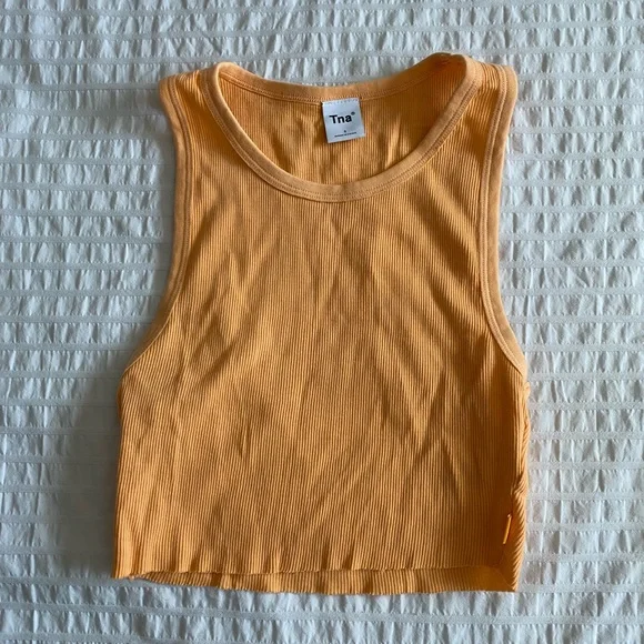 TNA Ribbed Cropped Racerback Tank - Apricot Chiffon - Picture 3 of 4